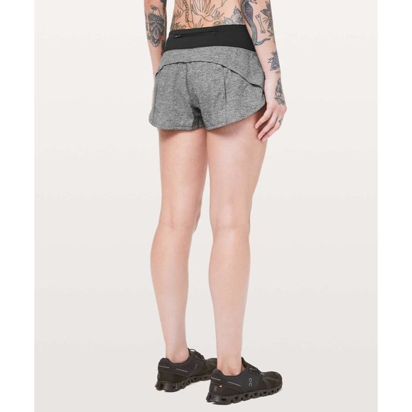 Lululemon Speed Up Lined LR Short *2.5" Heather Lux Multi Black / Black size 10 - Picture 1 of 4